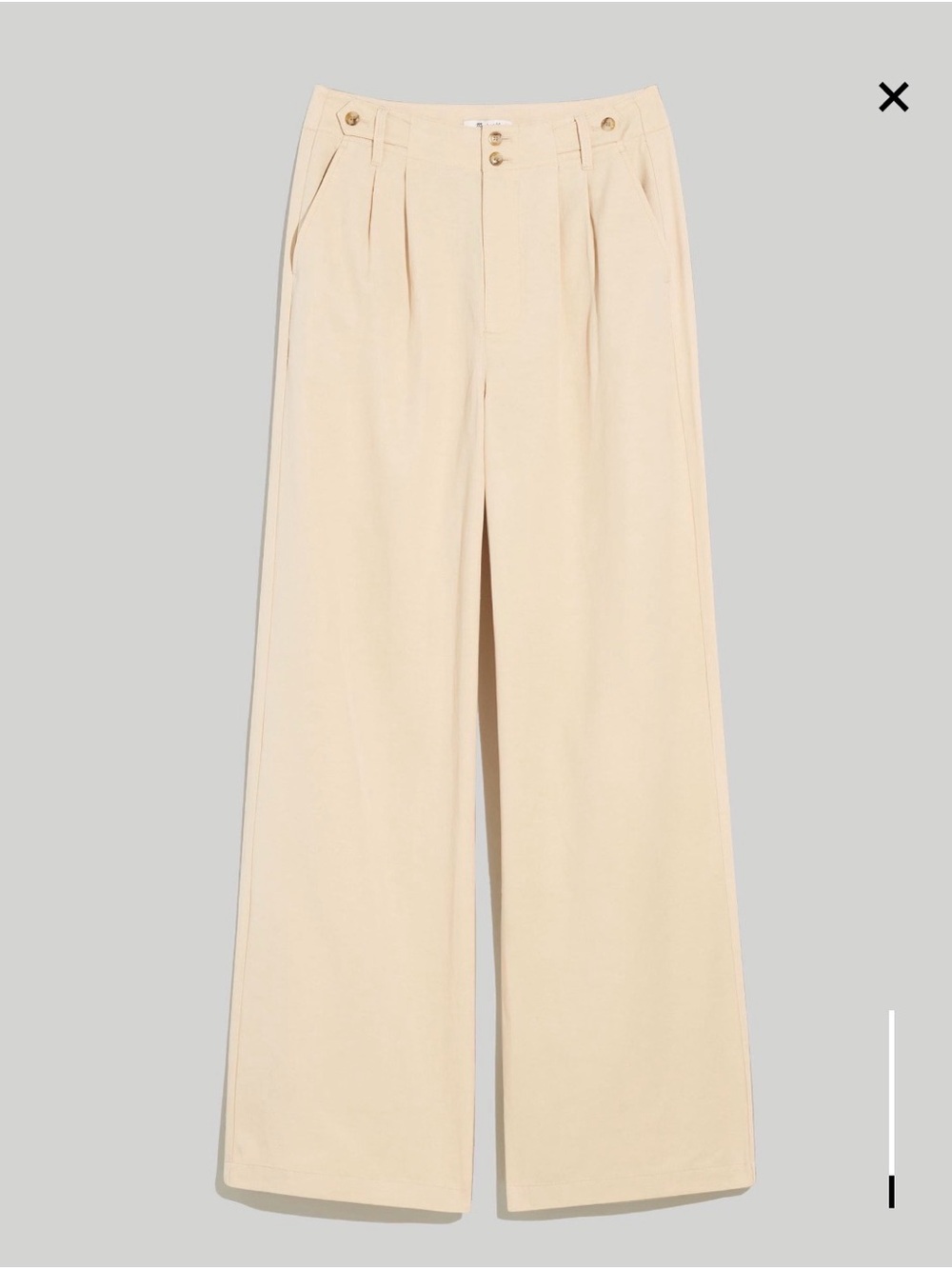 Madewell Harlow Wide Leg Cream High-Waist Trousers